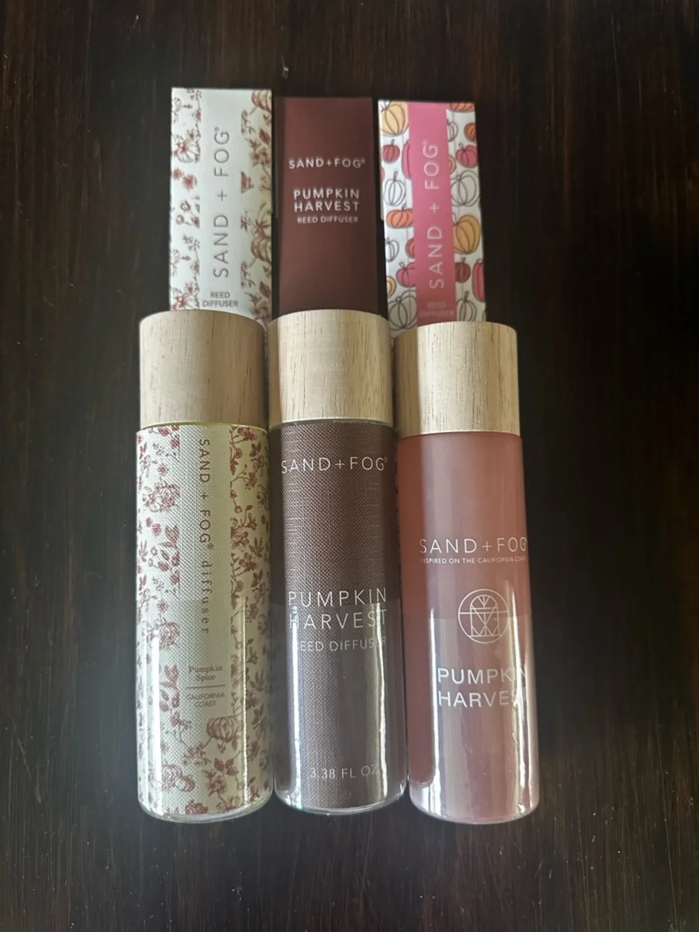 SAND + FOG Reed Diffusers (2) Pumpkin Harvest & (1) Pumpkin Spice